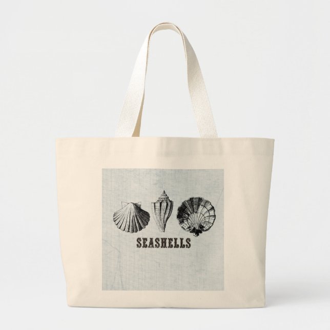 Vintag Seashells Jumbo Stoffbeutel (Vorne)