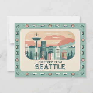 Vintag Seattle Postcard   Grüße aus Seattle Postkarte