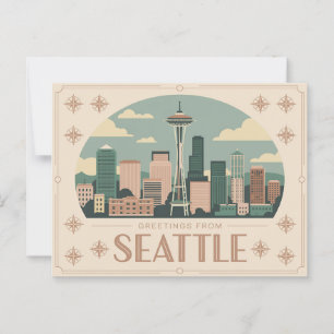Vintag Seattle Postcard   Grüße aus Seattle Postkarte
