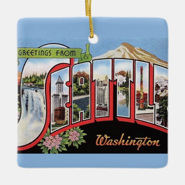 Vintag Seattle Washington Ornament (Vorderseite)