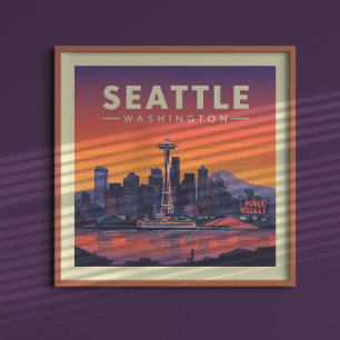 Vintag Seattle Washington Poster