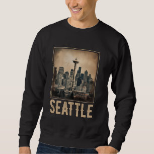Vintag Seattle Washington Skyline Cityscape 80er 7 Sweatshirt