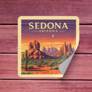 Vintag Sedona Arizona Quadratischer Aufkleber