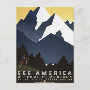 Vintag See America Montana WPA Travel Postkarte