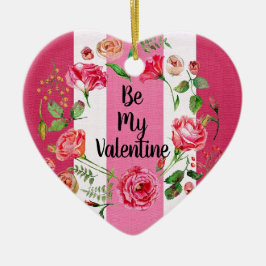 Vintag sein, wie meine Valentine rosa, weiß gestre Keramik Ornament