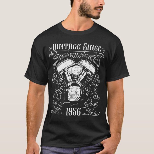 Vintag seit 1956 Motorradfahrer Geburtstag T-Shirt (Vorderseite)