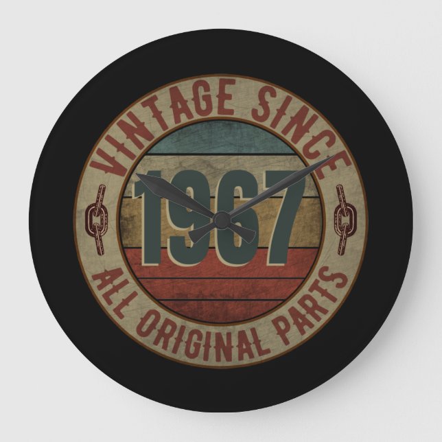 VINTAG SEIT 1967 ALLE URSPRÜNGLICHEN TEILE GROßE WANDUHR (Vorderseite)