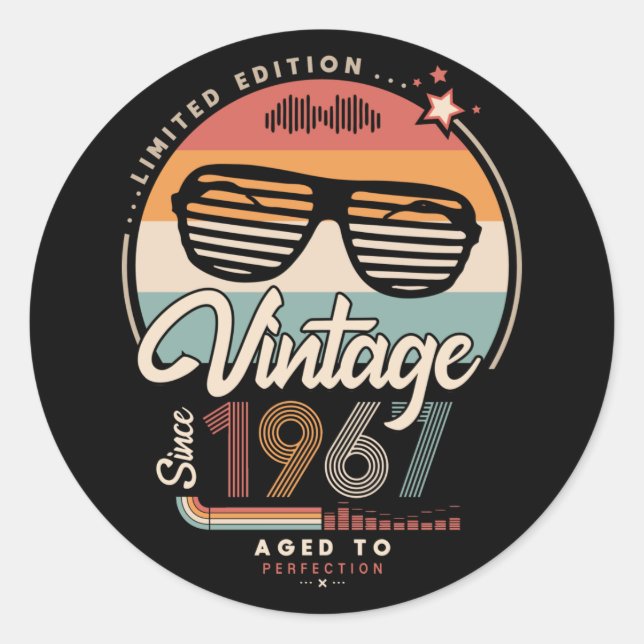 Vintag seit 1967 runder aufkleber (Vorderseite)