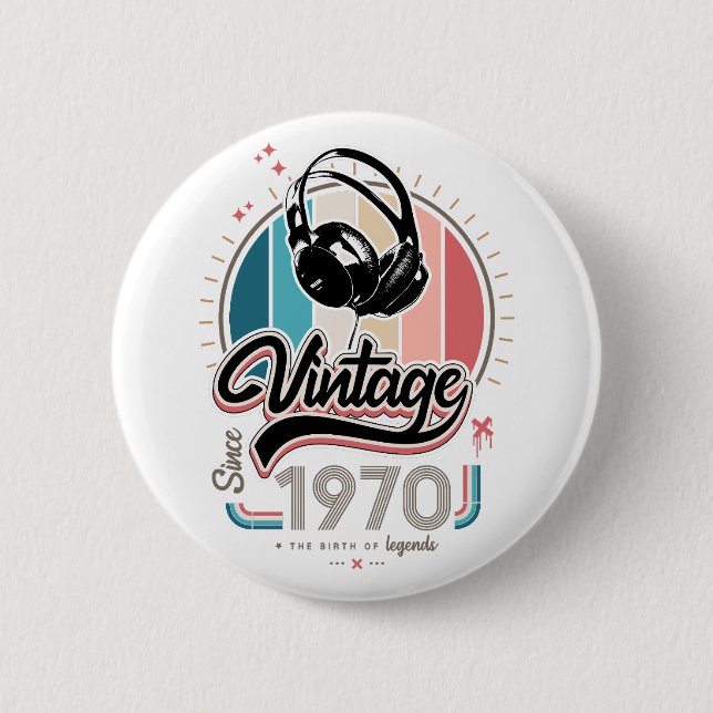 Vintag seit 1970 Kopfhörer Button (Vorderseite)