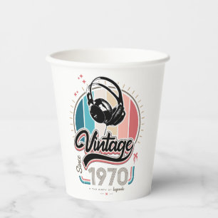 Vintag seit 1970 Kopfhörer Pappbecher