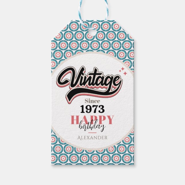 Vintag seit - 1973 geschenkanhänger (Vorderseite)