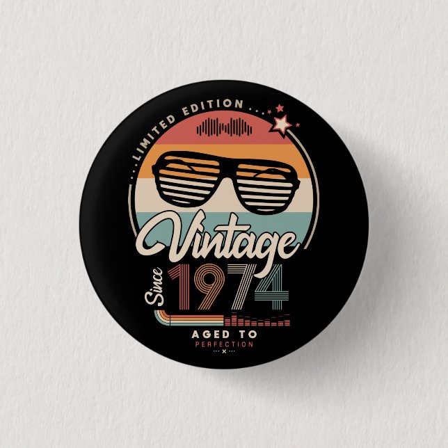 Vintag seit 1974 button (Vorderseite)