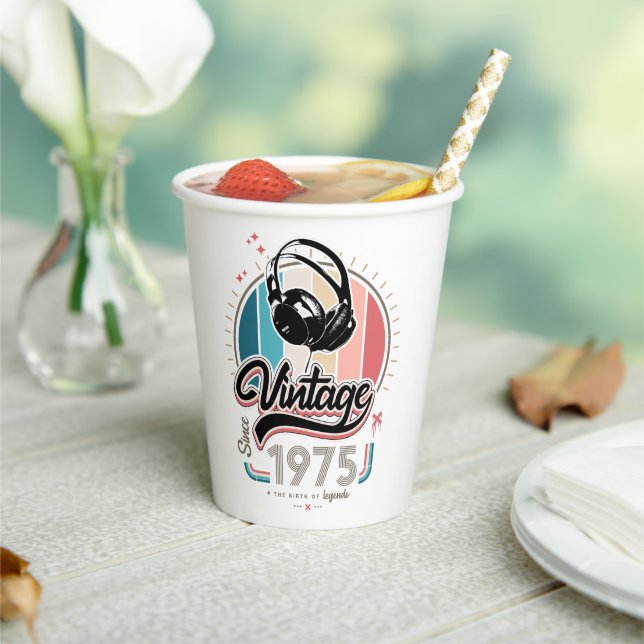 Vintag seit 1975 Kopfhörer Pappbecher (In Situ)