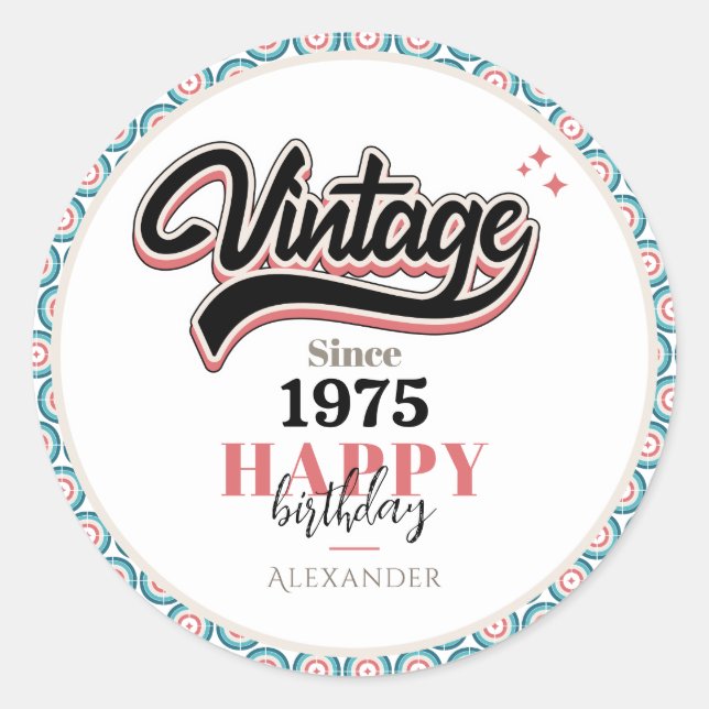 Vintag seit - 1975 runder aufkleber (Vorderseite)