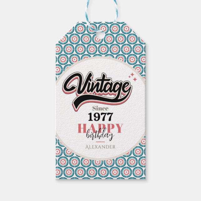 Vintag seit - 1977 geschenkanhänger (Vorderseite)