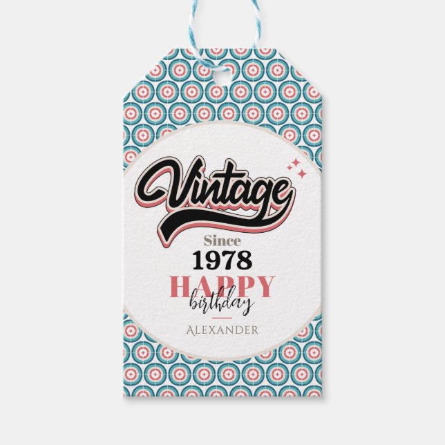 Vintag seit - 1978 geschenkanhänger (Vorderseite)