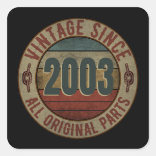 VINTAG SEIT 2003 ALLE ORIGINALTEILE. QUADRATISCHER AUFKLEBER