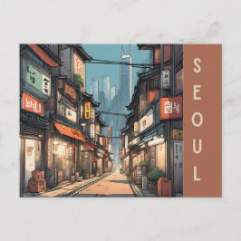 Vintag Seoul South Korea Travel asian City Street Postkarte