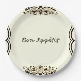 Vintag-SEPIA - FRANZÖSISCHE DESIGN-PAPIERTELLER(c) Pappteller