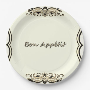 Vintag-SEPIA - FRANZÖSISCHE DESIGN-PAPIERTELLER(c Pappteller