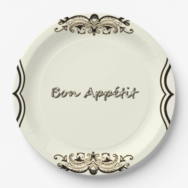 Vintag-SEPIA - FRANZÖSISCHE DESIGN-PAPIERTELLER(c) Pappteller (Vorderseite)