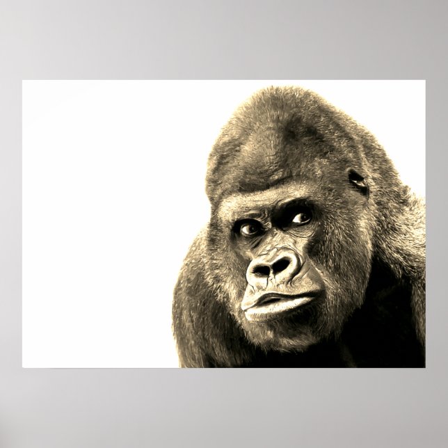 Vintag Sepia Gorilla Poster (Vorne)