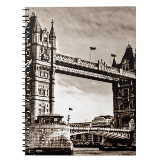 Vintag Sepia London Tower Bridge Notizblock (Vorderseite)