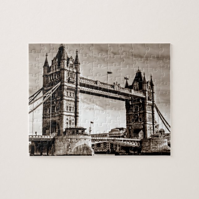 Vintag Sepia London Tower Bridge Puzzle (Horizontal)