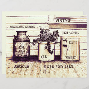 Vintag Sepia Tone Rustic Ephemera Jugs