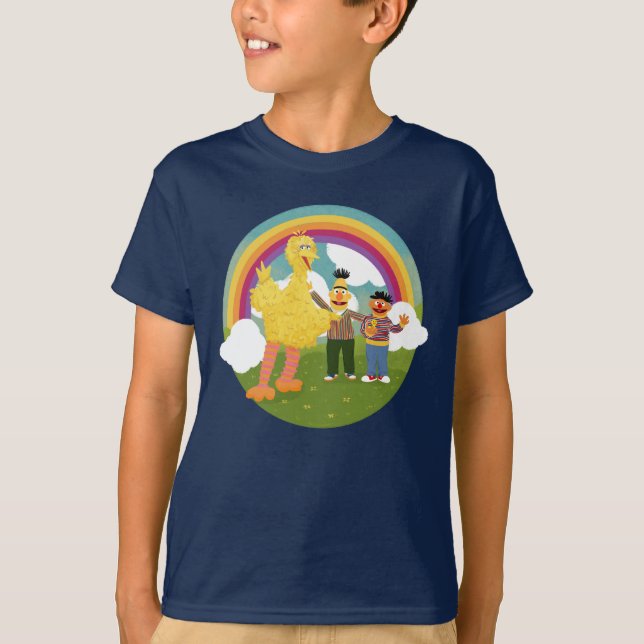 Vintag Sesame Street Friends Rainbow T-Shirt (Vorderseite)
