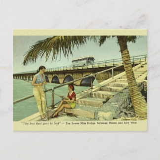 Vintag Seven Mile Bridge Florida Postkarte