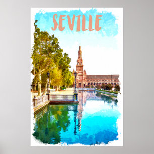 Vintag Sevilla Spanien Andalusien Poster