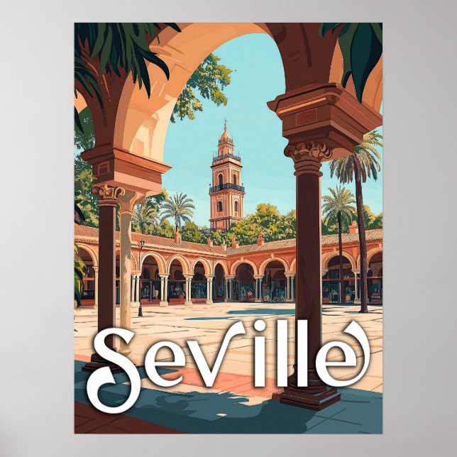 Vintag Sevilla, Spanien - Klassisches spanisches S Poster (Vorne)