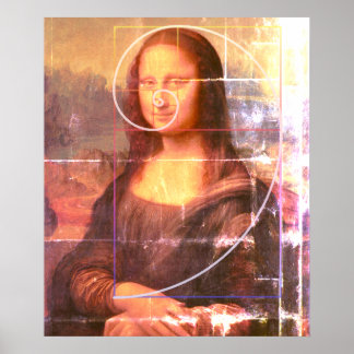 Vintag Shabby Mona Lisa Spiral Fibonacci Vendredi Poster
