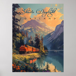 Vintag Shasta Daylight Train Poster