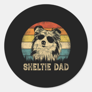Vintag Sheltie Vater Hunde Liebhaber Vater & #; s  Runder Aufkleber
