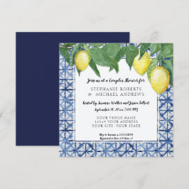 Vintag Shibori Indigo Blue w Lemon Paare Dusche Einladung