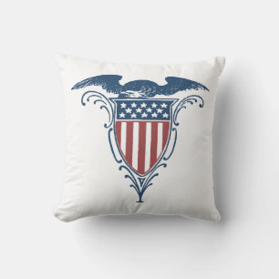 Vintag Shield Red White Blue American Eagars Kissen