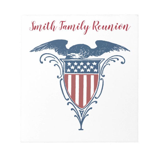 Vintag Shield Red White Blue American Eagars Notizblock (Vorderseite)