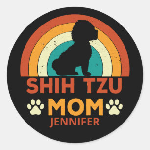 Vintag Shih Tzu Dog Mama Sunset Personalisiert Runder Aufkleber