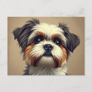 Vintag Shih Tzu Portrait Postkarte