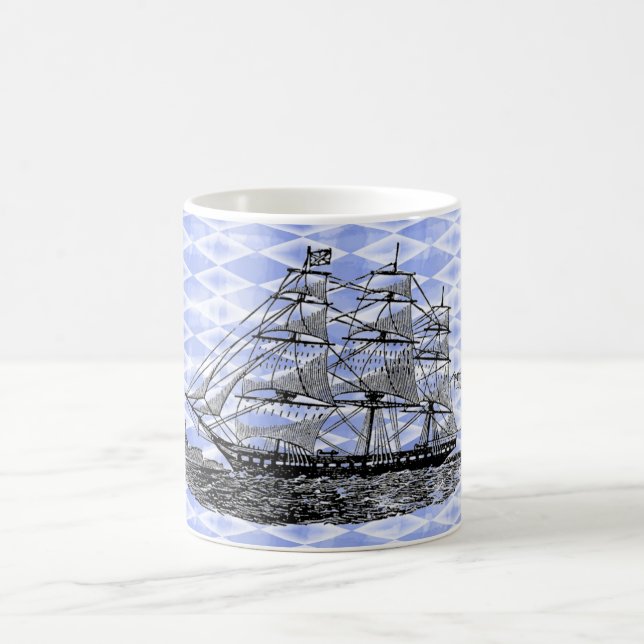 Vintag Ship Blue Harlequin Kaffeetasse (Mittel)
