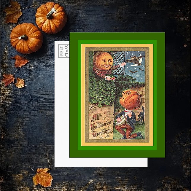 Vintag Singing Pumpkin Man Postkarte (Vintage Singing Pumpkin Man Postcard)