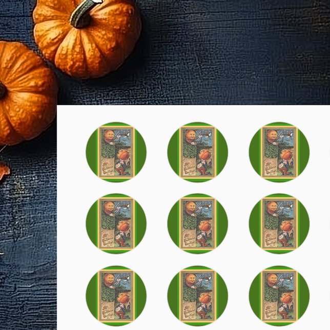 Vintag Singing Pumpkin Man Runder Aufkleber (Vintage Singing Pumpkin Man Classic Round Sticker)