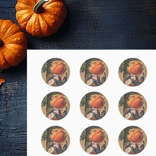 Vintag Singing Pumpkin Man Runder Aufkleber (Vintage Singing Pumpkin Man Classic Round Sticker)