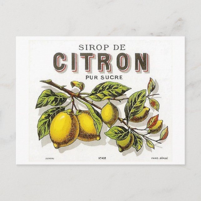 Vintag Sirop de Citron Ad Postkarte (Vorderseite)