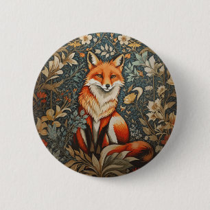 Vintag Sitting Fox William Morris Inspirierte Blum Button