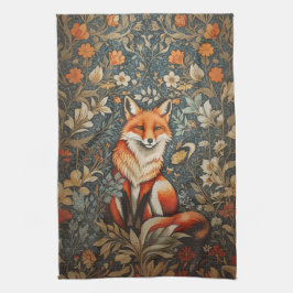 Vintag Sitting Fox William Morris Inspirierte Blum Geschirrtuch