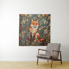 Vintag Sitting Fox William Morris Inspirierte Blum Wandteppich