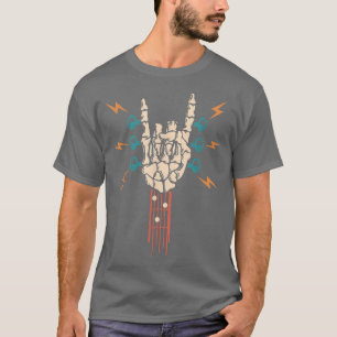 Vintag Skeleton Guitar Hand Rock & Roll Music Lov T-Shirt